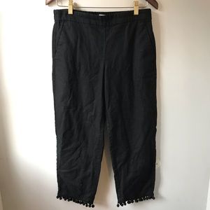 J. Crew Black Pants with Pom Pom Trim Sz 6 HAS POCKETS! 🤩 Business, boho chic